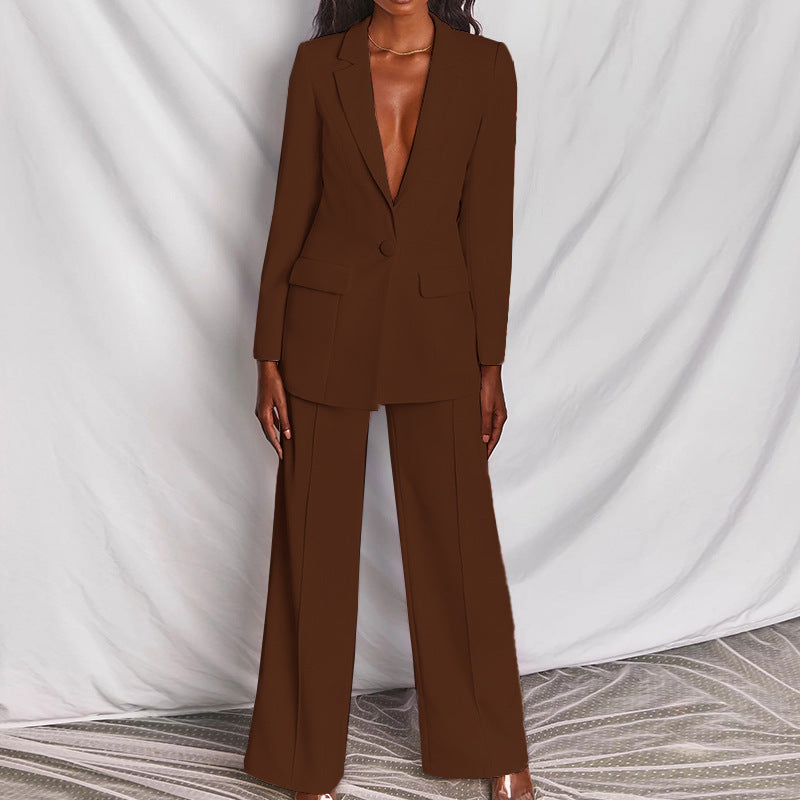 Avelena Ensemble pour femme : Blazer tendance et pantalon long