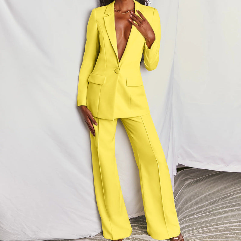 Avelena Ensemble pour femme : Blazer tendance et pantalon long