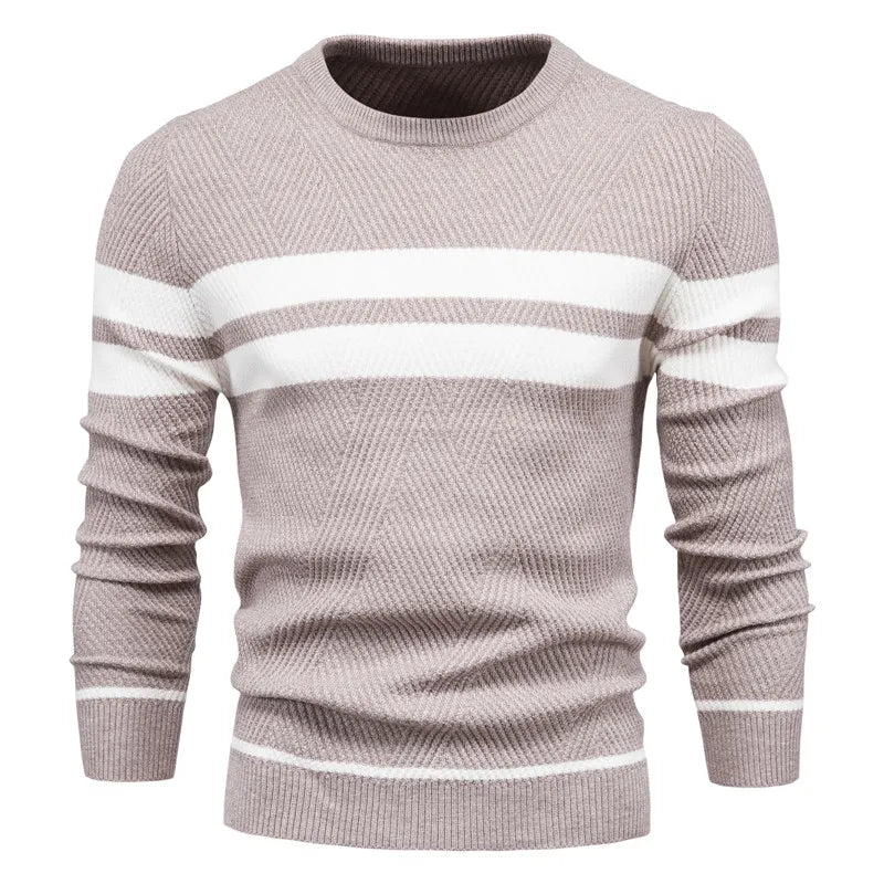 Berg-Feldt | Strickpullover mit Weißen Streifen Baumwolle Modern, Bequem