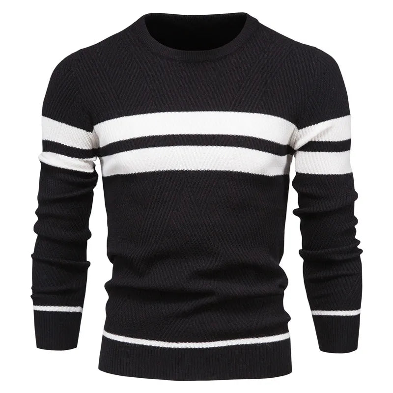 Berg-Feldt | Strickpullover mit Weißen Streifen Baumwolle Modern, Bequem
