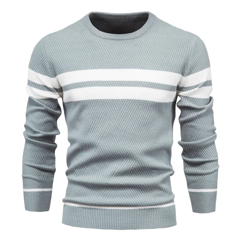 Berg-Feldt | Strickpullover mit Weißen Streifen Baumwolle Modern, Bequem