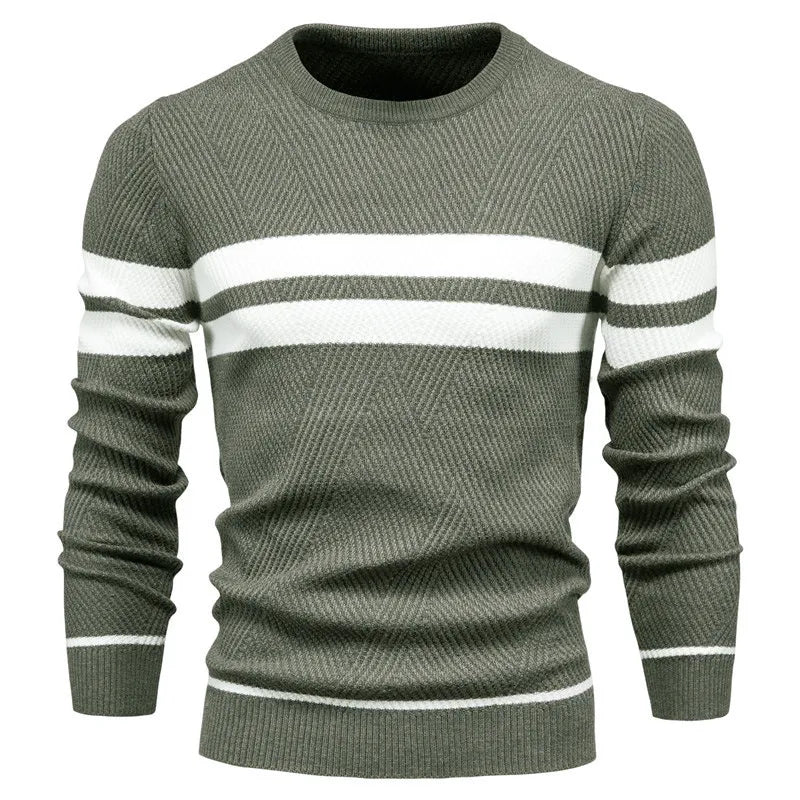 Berg-Feldt | Strickpullover mit Weißen Streifen Baumwolle Modern, Bequem
