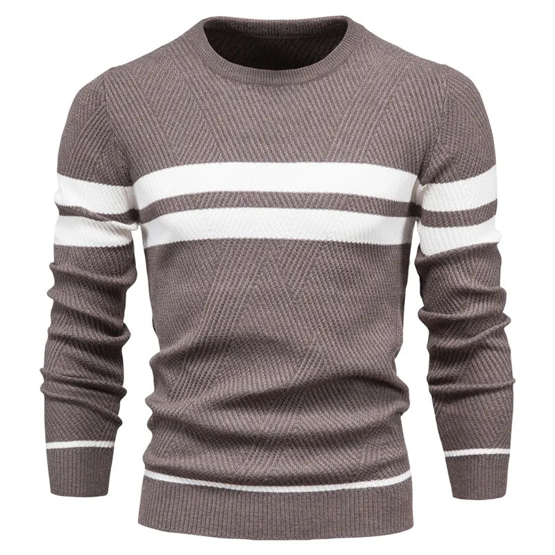 Berg-Feldt | Strickpullover mit Weißen Streifen Baumwolle Modern, Bequem