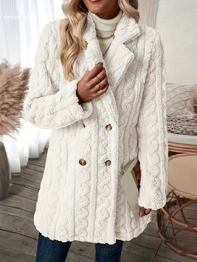 Berg-Feldt | Langer Strickmantel mit Revers für Damen - Winter
