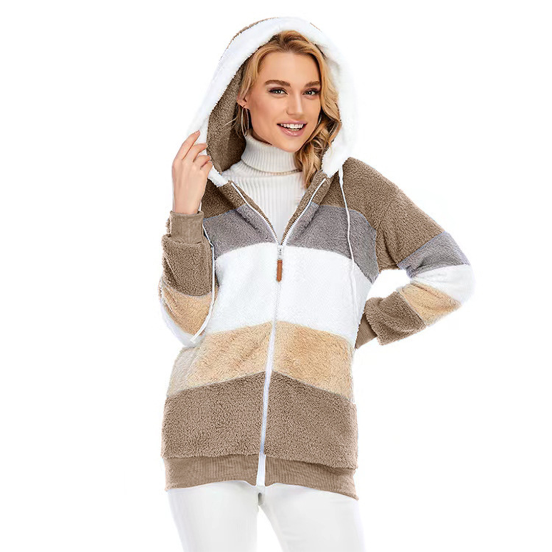Berg-Feldt | Farbblock Fuzzy Jacke Für Damen