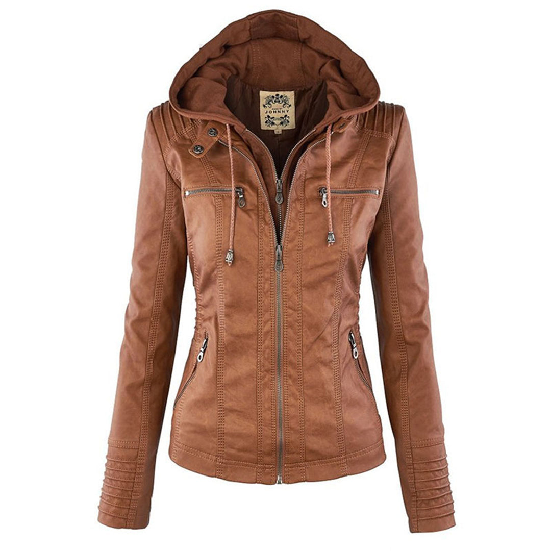 Berg-Feldt | Veste en cuir imperméable pour femme avec capuche amovible