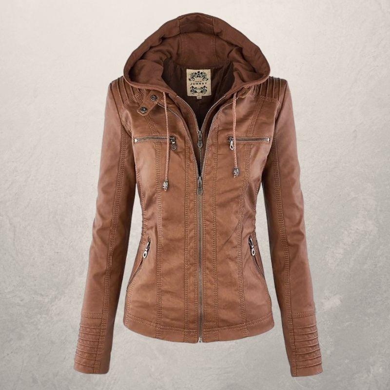 Berg-Feldt | Lederjacke - Kunstleder Slim Fit Kapuzenzip-Jacke
