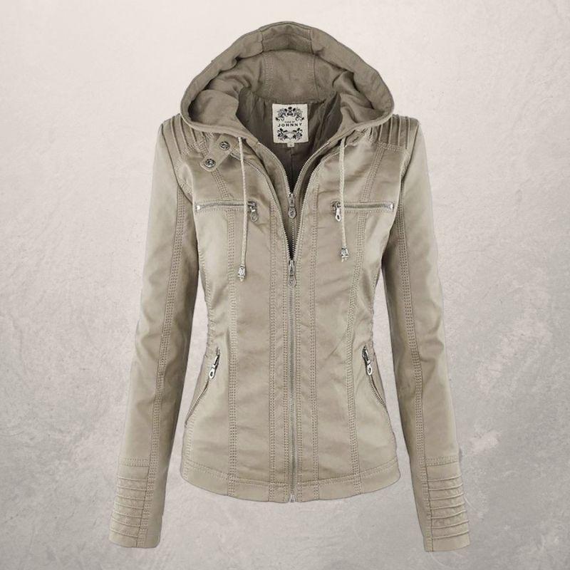 Berg-Feldt | Lederjacke - Kunstleder Slim Fit Kapuzenzip-Jacke