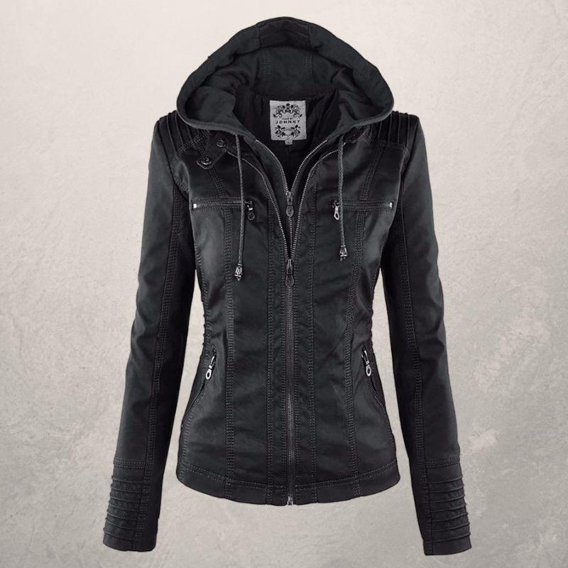 Berg-Feldt | Lederjacke - Kunstleder Slim Fit Kapuzenzip-Jacke