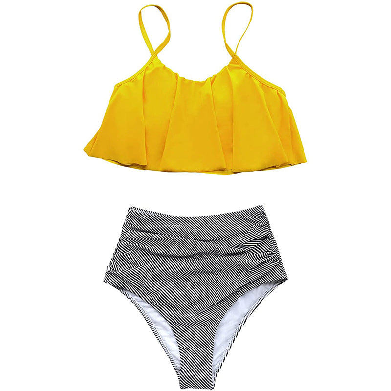 Hochtailiger Bikini mit Rüschen (Tankini-Set)