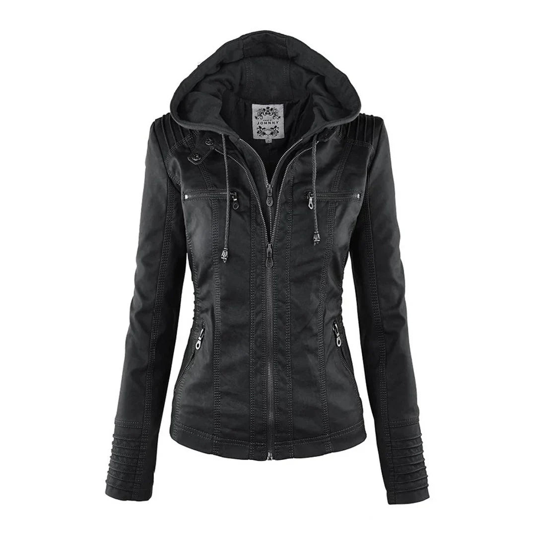 Berg-Feldt | Fake-Leder Bikerjacke mit Kapuze
