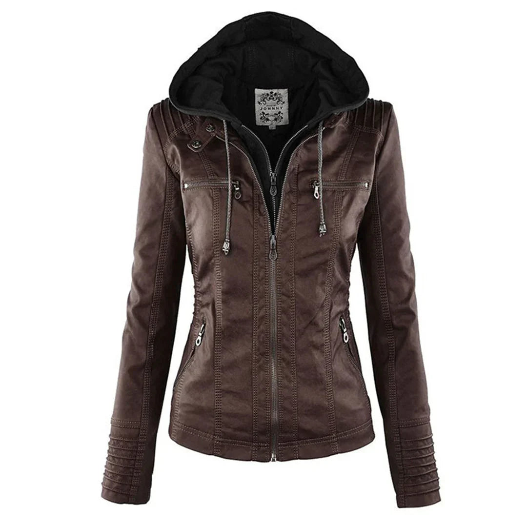 Berg-Feldt | Fake-Leder Bikerjacke mit Kapuze