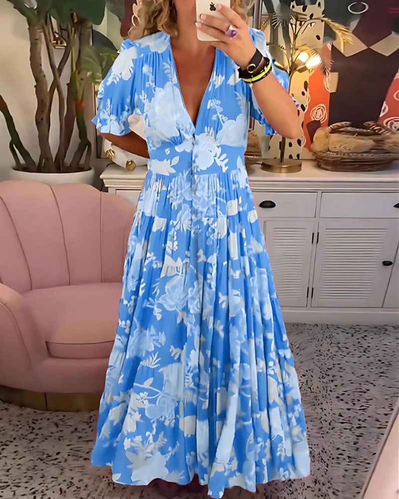 Robe cache-cœur fleurie – Liyana