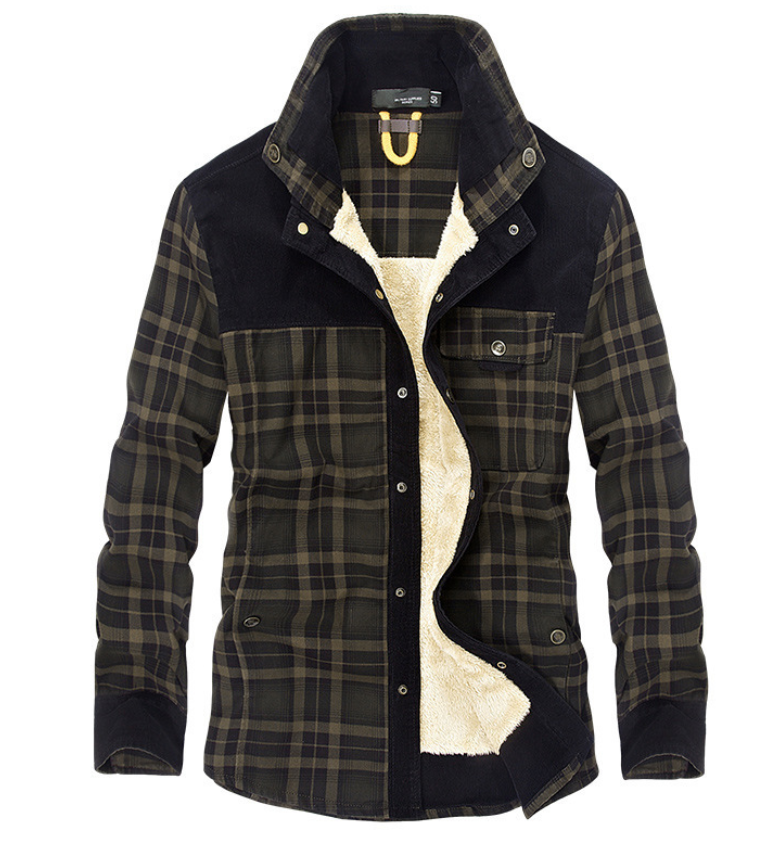 Berg-Feldt | Veste d'hiver chaude en flanelle pour homme avec col montant