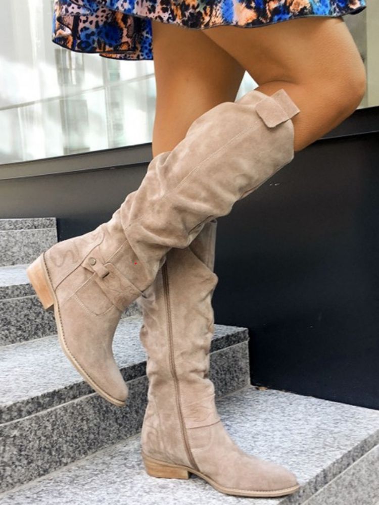 Berg-Feldt | Bottes hautes façon daim - Talon bas Fermeture éclair latérale Chaussures d'hiver