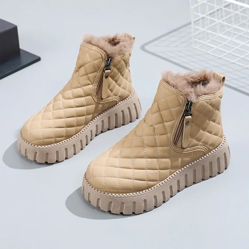 Bottes matelassées épaisses pour femmes