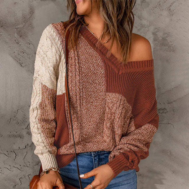 Berg-Feldt | Patchwork Strickpullover mit Farbkontrasten