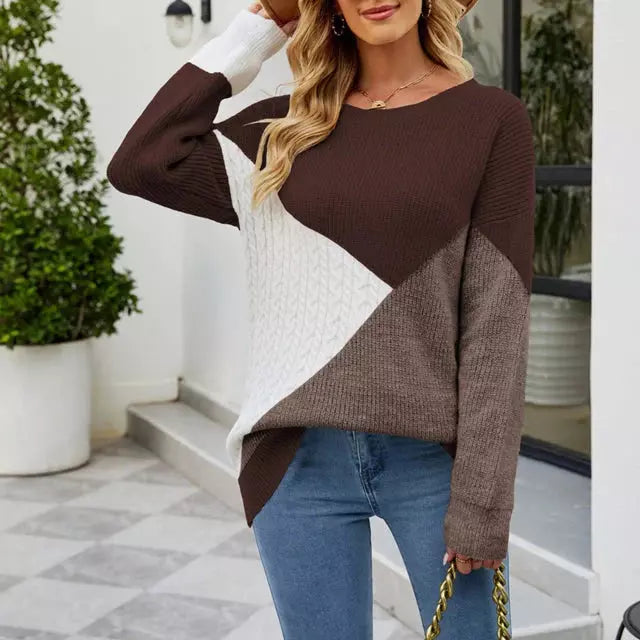 Berg-Feldt | Patchwork Strickpullover mit Kreativem Muster