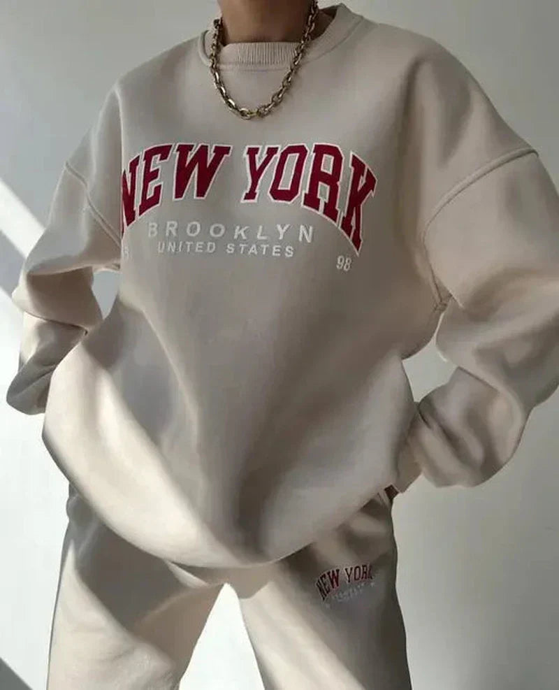 Pull en mélange de coton confortable de style new-yorkais par Fudus