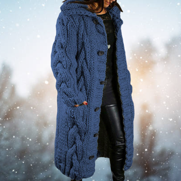 Berg-Feldt | Verlängerte Strickjacke mit Geflochtenem Design Robuste Acrylwolle Perfekt für Kaltes Wetter