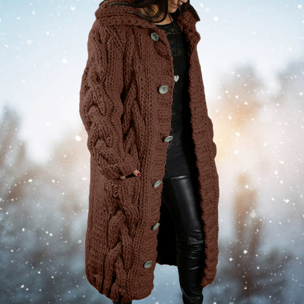 Berg-Feldt | Verlängerte Strickjacke mit Geflochtenem Design Robuste Acrylwolle Perfekt für Kaltes Wetter