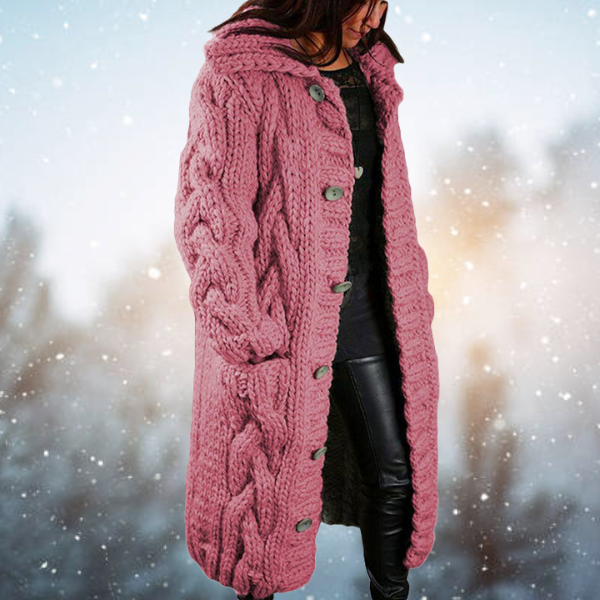 Berg-Feldt | Verlängerte Strickjacke mit Geflochtenem Design Robuste Acrylwolle Perfekt für Kaltes Wetter