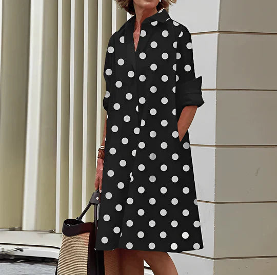 Kleid Lisbeth: Hemdblusenkleid mit Dreiviertelärmeln und Umlegekragen