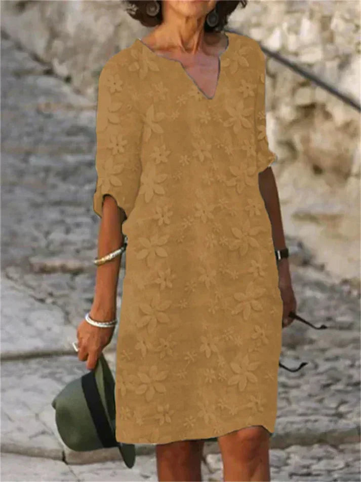 Baumwoll-Leinen Sommerkleid mit Blumenmuster von Berg-Feldt