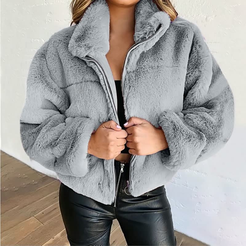 Berg-Feldt | Veste Teddy Chaude pour Femme avec Fermeture Éclair et Col Montant
