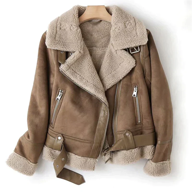 Berg-Feldt | Veste de motard avec doublure en teddy Doublure en polyester Parfaite pour l'hiver