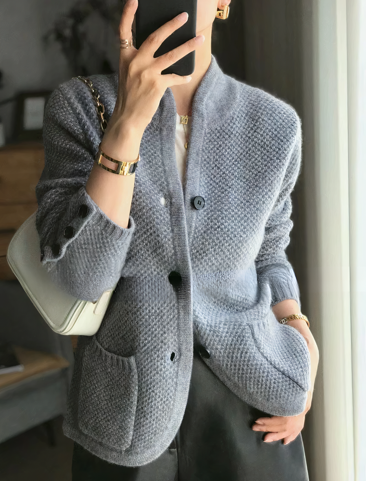 Berg-Feldt | eleganter Kaschmir-Cardigan mit Knopfverschluss für Frauen