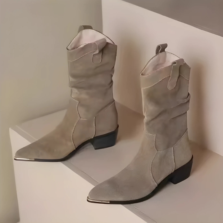 Berg-Feldt | Stiefel - Wildleder - Knöchellang - Spitz Zulaufend - Metall-Zehenschutz - Blockabsatz