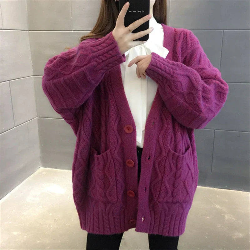 Berg-Feldt | gestrickte Jacke Lang, dick und warm