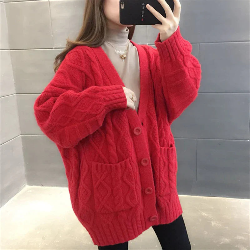 Berg-Feldt | gestrickte Jacke Lang, dick und warm