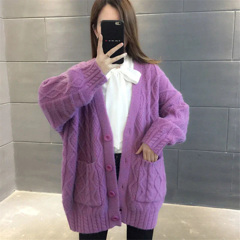 Berg-Feldt | gestrickte Jacke Lang, dick und warm