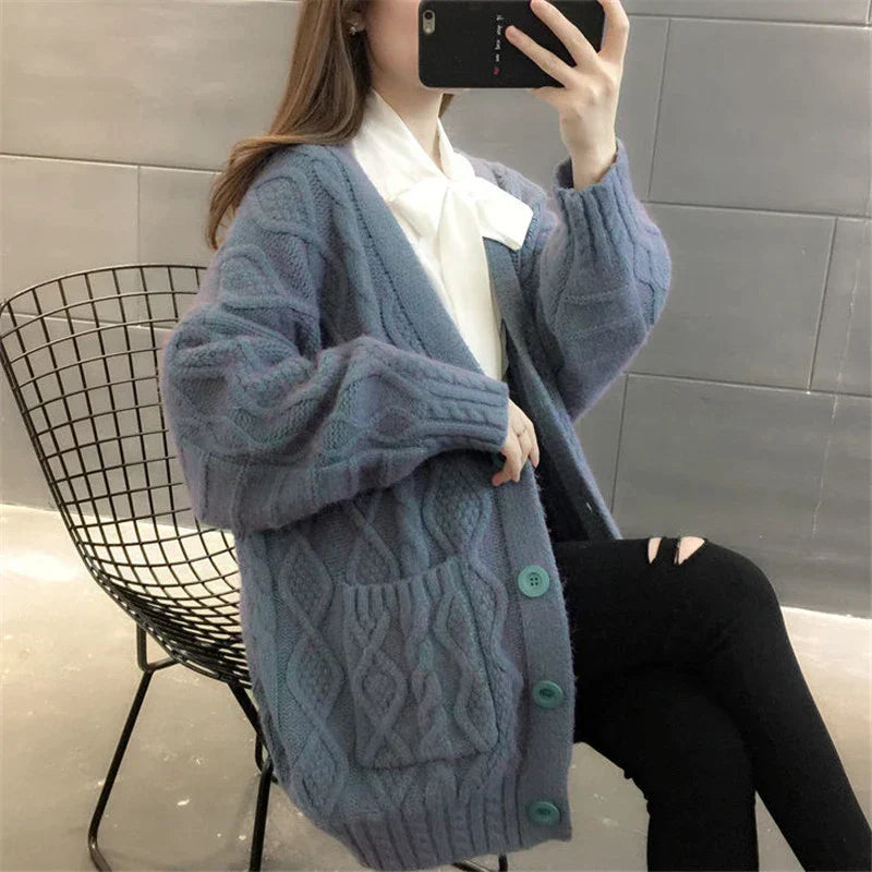 Berg-Feldt | gestrickte Jacke Lang, dick und warm