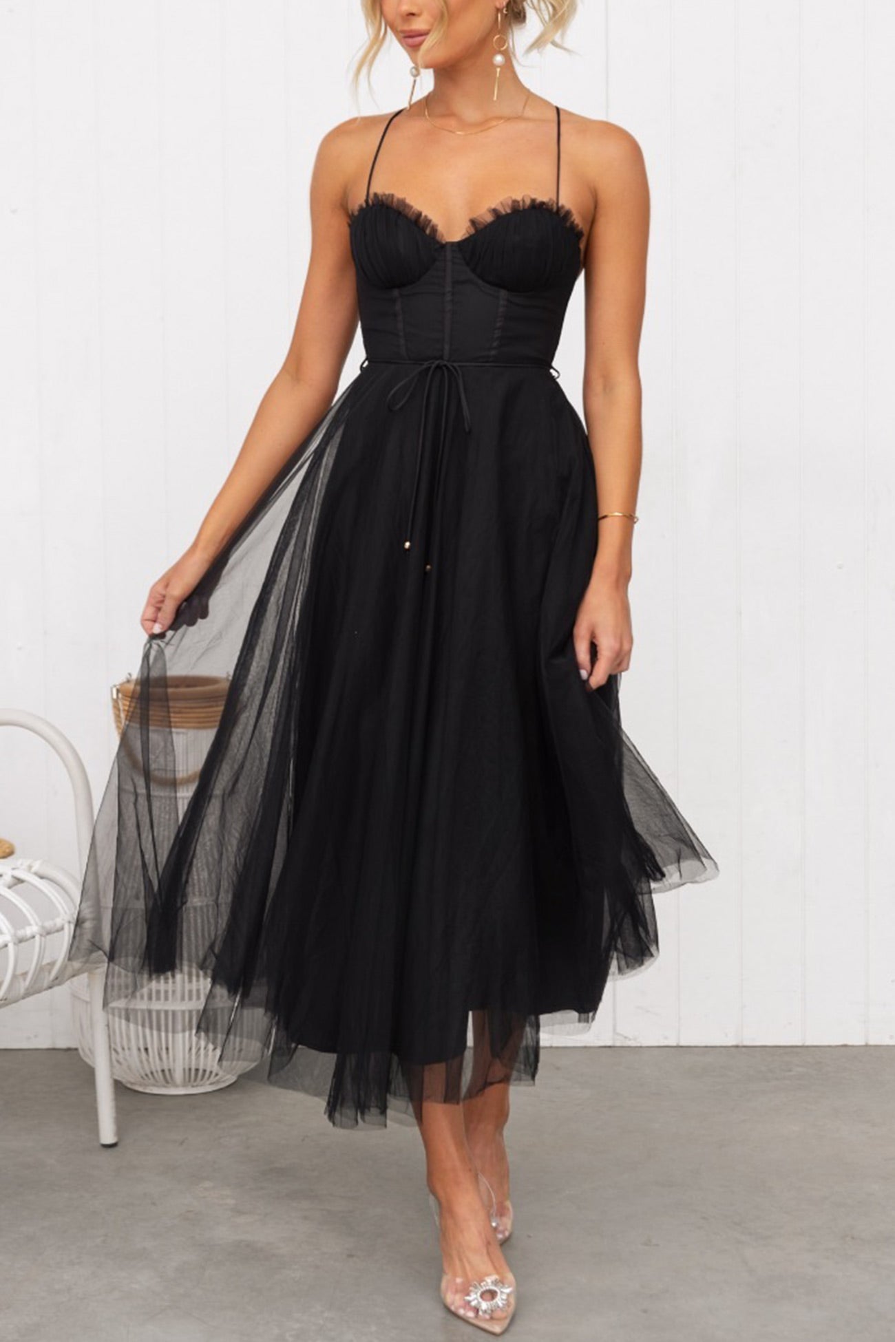 Berg-Feldt Schnür-Cami-Kleid mit Korsett