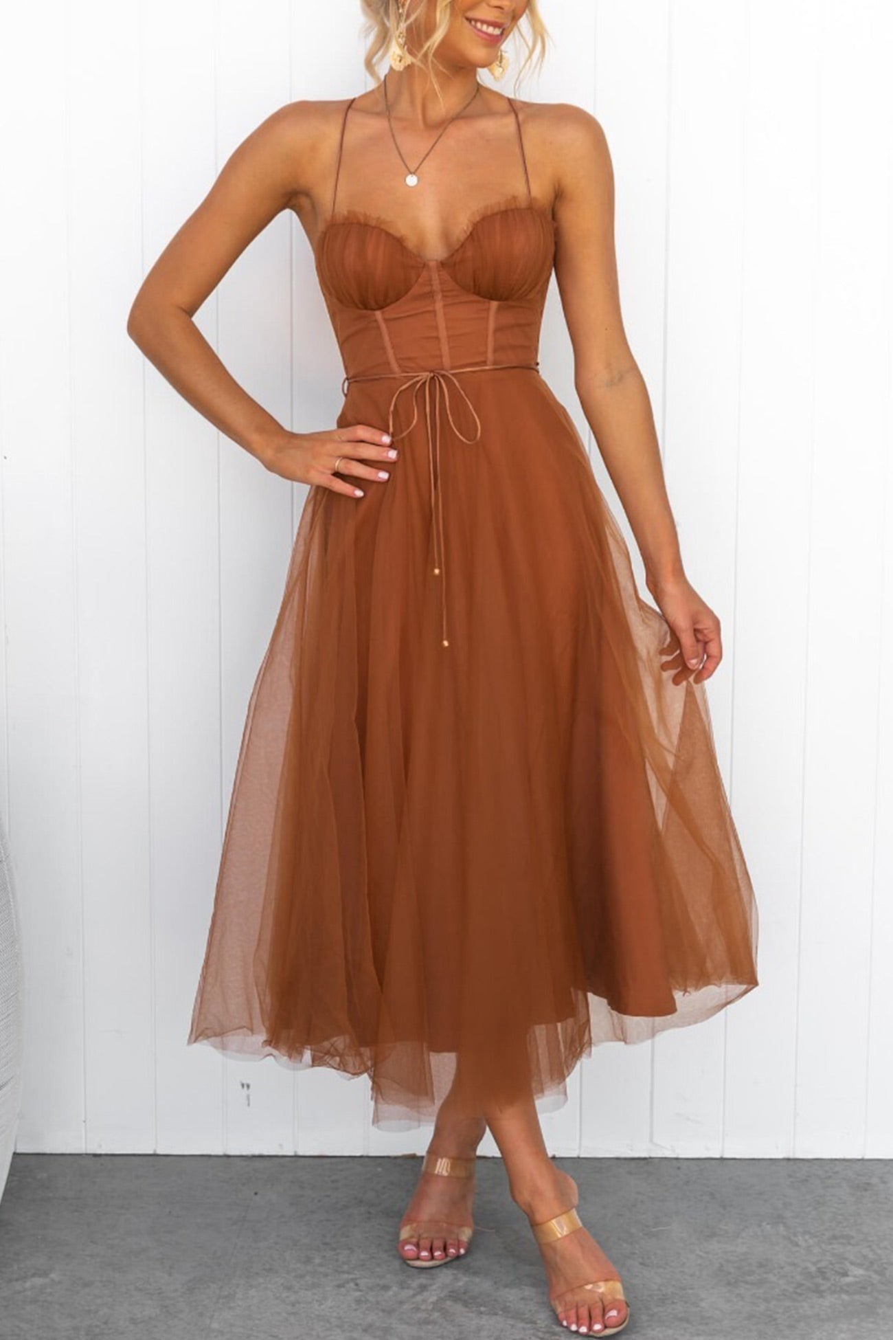 Berg-Feldt Schnür-Cami-Kleid mit Korsett