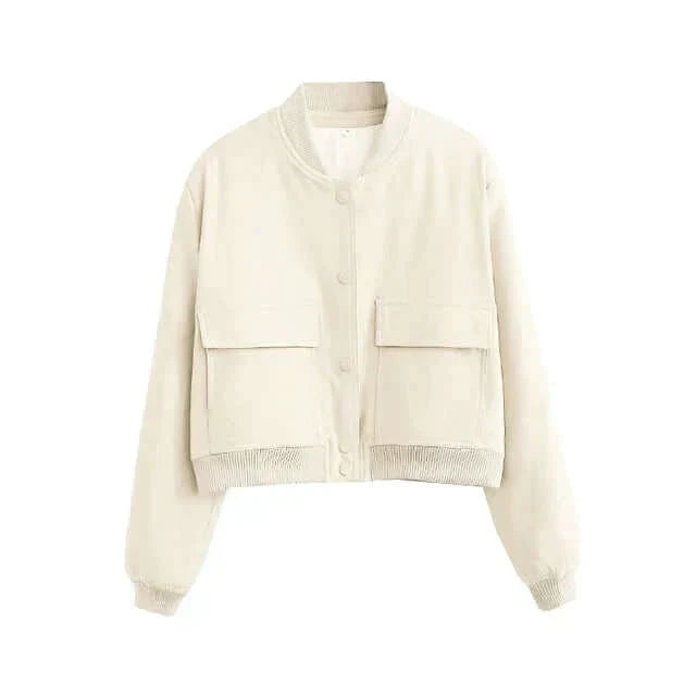 Berg-Feldt | Blouson Bomber Femme Avec Poches Couleur Unie et Style Streetwear