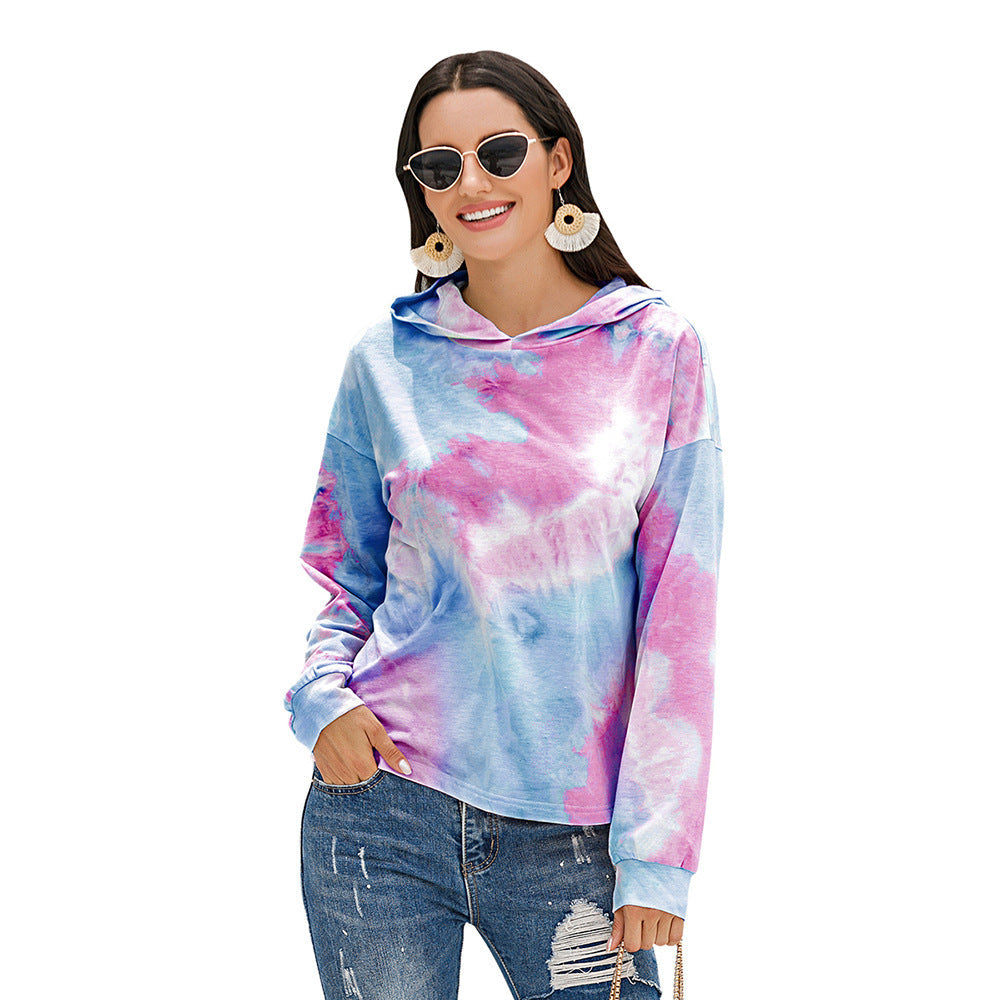Sweat-shirt à capuche décontracté pour femme avec motif tie-dye moderne Berg-Feldt