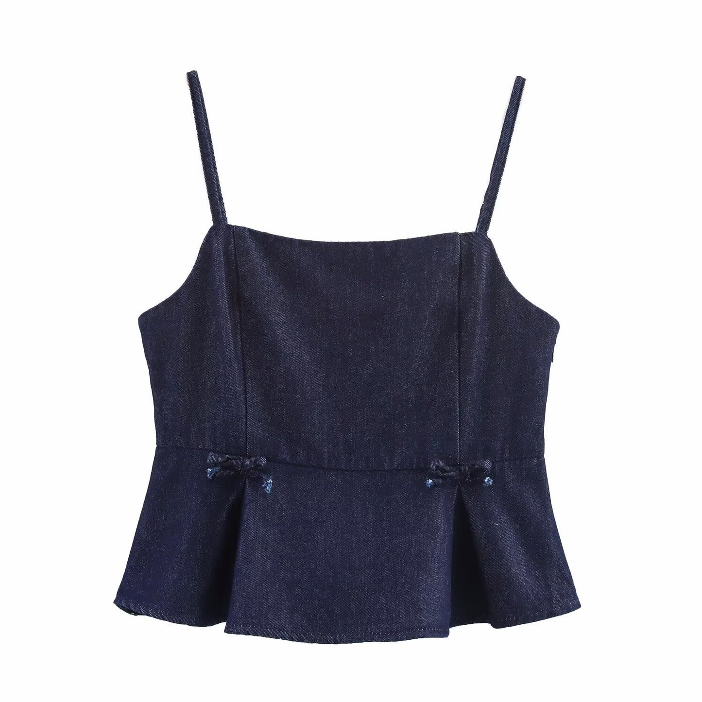 Women's Denim Peplum Top with Straps by berg-feldt