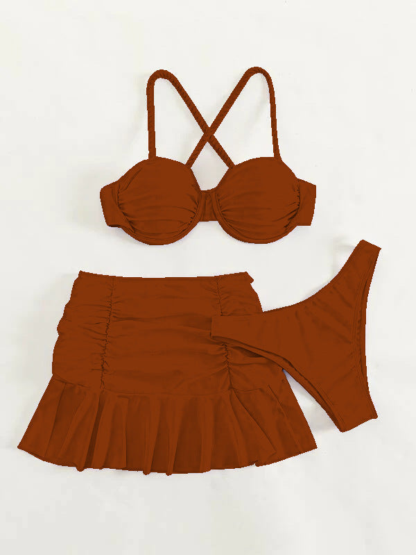 Haut de bikini et jupette Berg-Feldt pour femme avec design à bretelles croisées sophistiqué