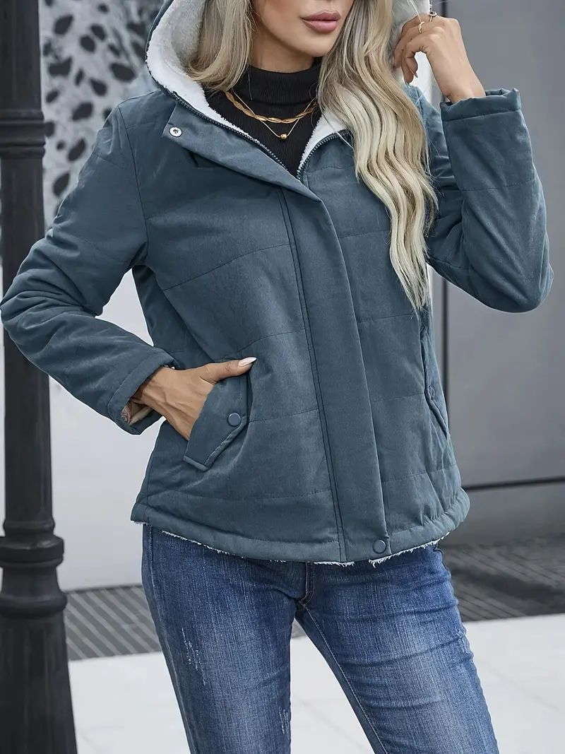 Berg-Feldt | Kurzer Mantel - Gesteppt - Reguläre Passform - Fleece-Futter - Kapuze - Reißverschlussöffnung