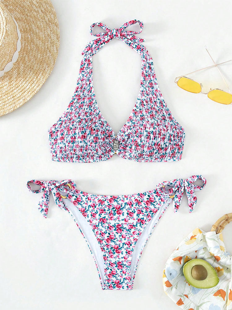 Ensemble de bikini pour femme avec liens à nouer et imprimé floral berg-feldt