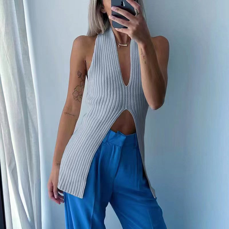 Stricktop mit offenem Rücken, gerippt, von berg-feldt für Damen