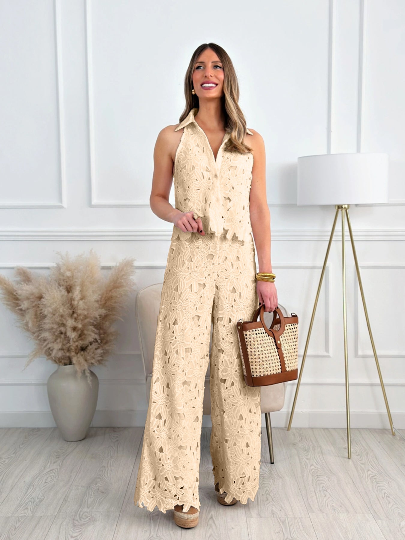 Combinaison élégante berg-feldt pour femme avec dentelle et jambes larges