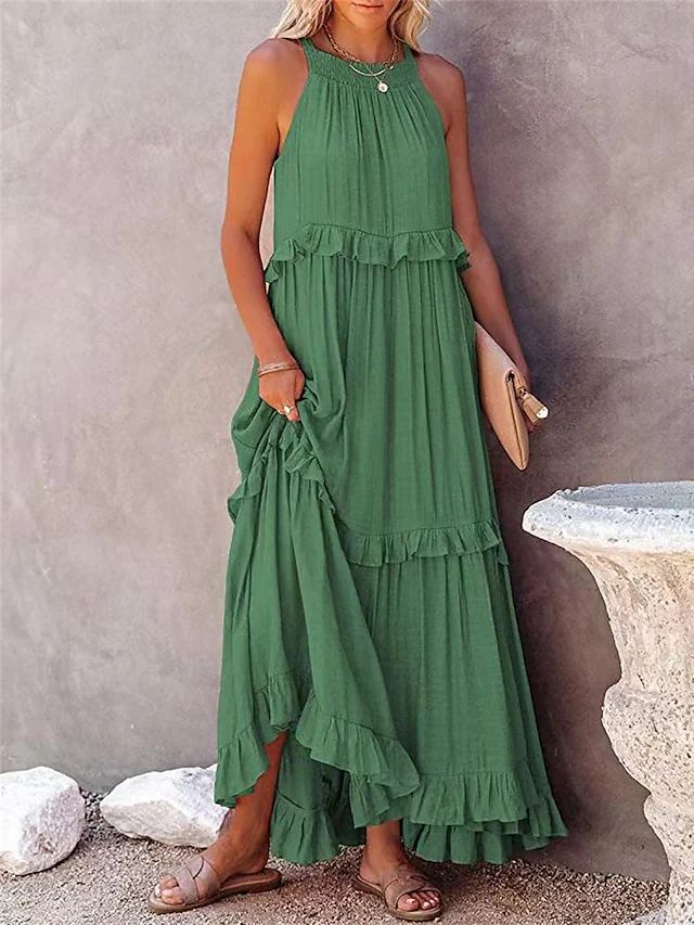 Robe longue bohème d'été à volants pour femme berg-feldt