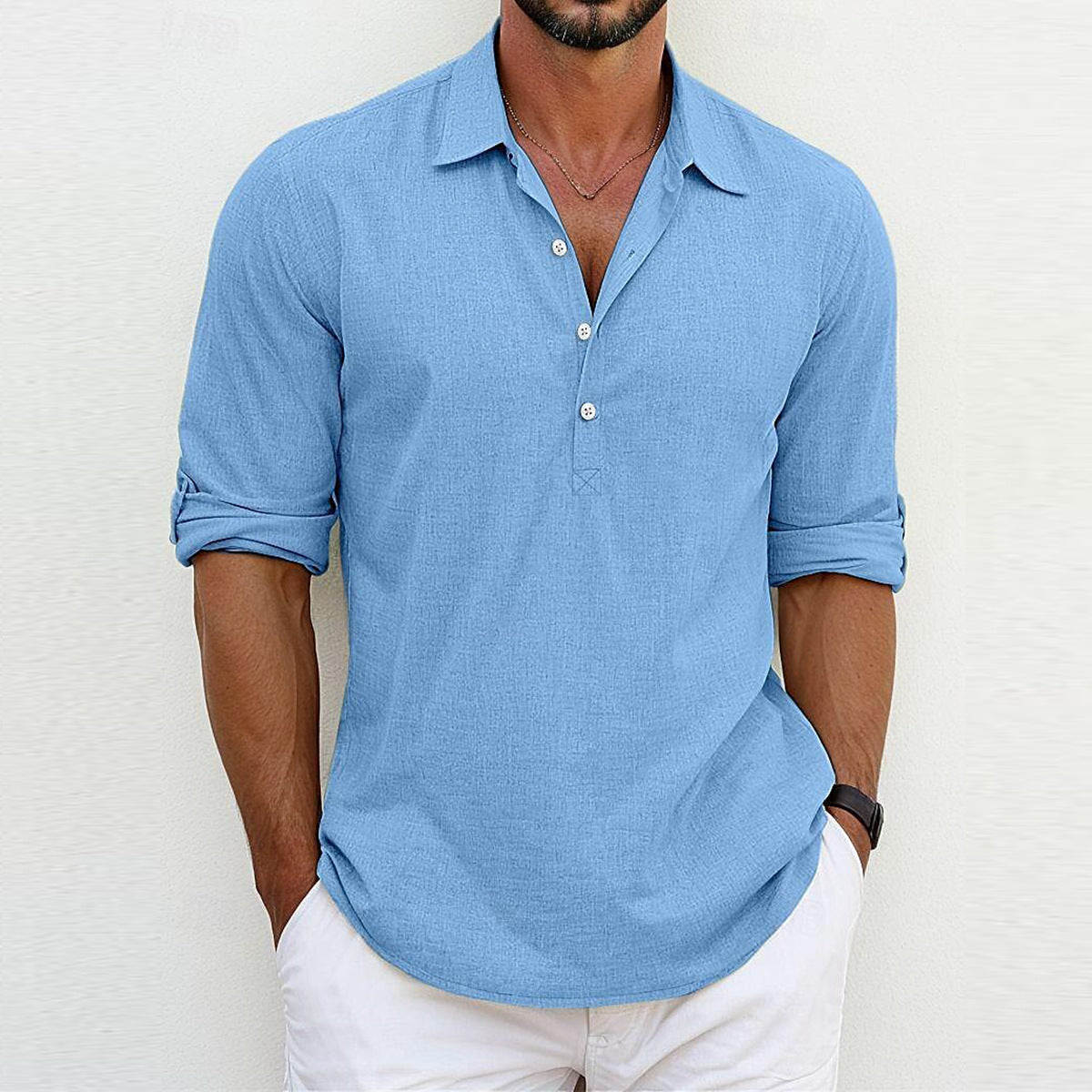 Chemise homme mode à manches trois quarts et boutonnage Montagne-Feldt
