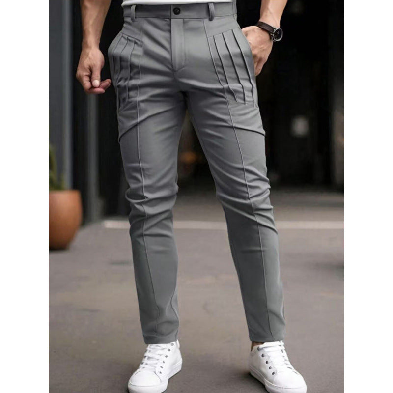 Herren stylische Slim-Fit Anzughose mit plissiertem Design Berg-Feldt