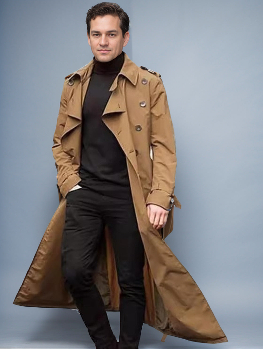 Herren-trench-coat long à coupe moderne et poches pratiques Berg-Feldt